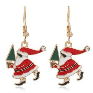 Hand Painted Enamel Christmas Earrings